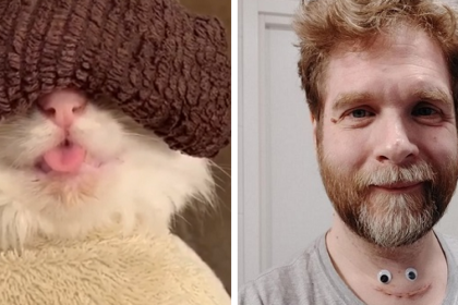 man and cat at the spa